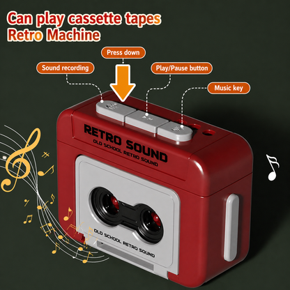 Hooray Retro Cassette Tape Recorder Keychain